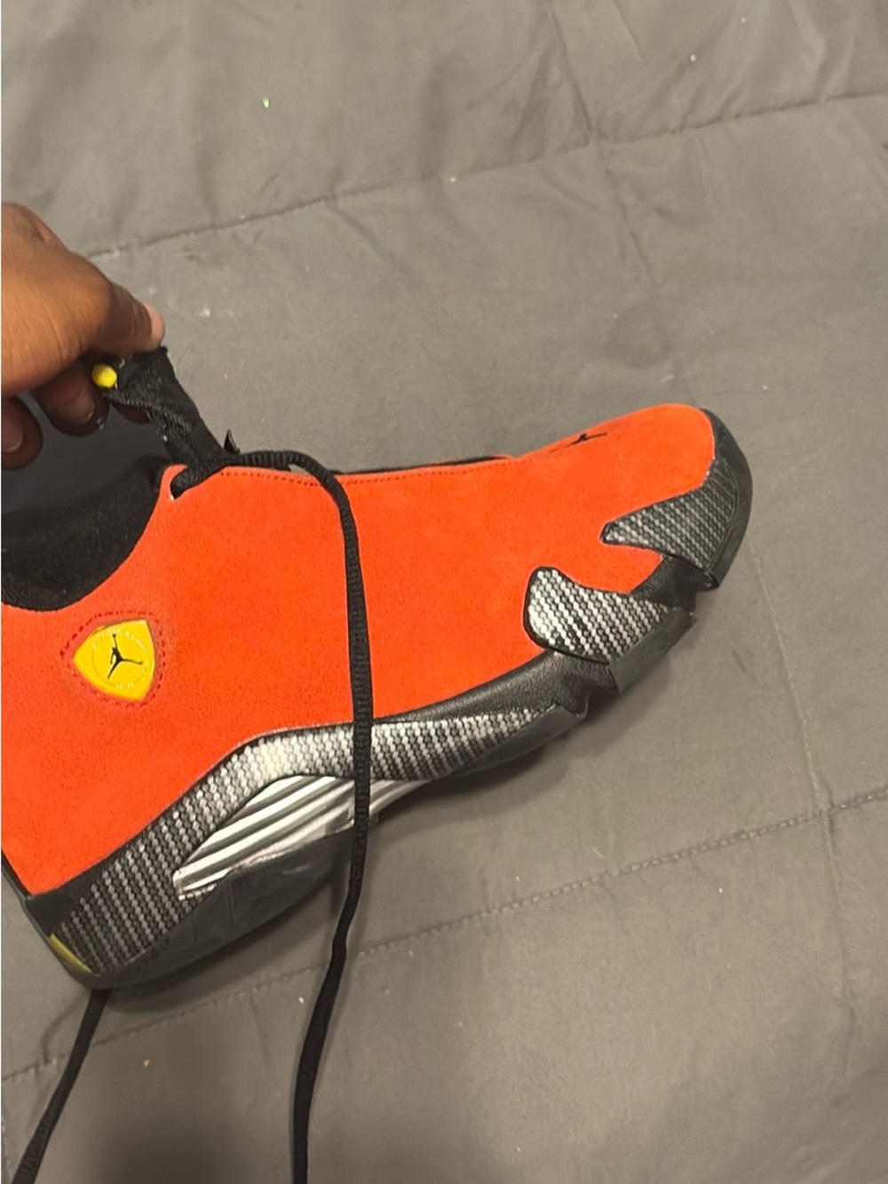 Jordan Women's Orange and Black Suede Slip-On Sneaker